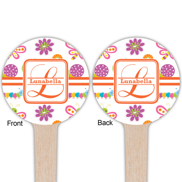 Custom Design - Wooden 4" Food Pick - Round - Double Sided - Front & Back
