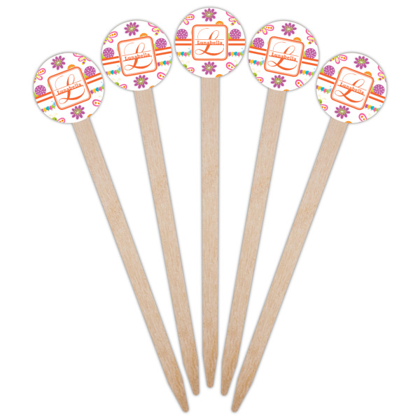 Custom Design - Wooden 6" Food Pick - Round - Fan View