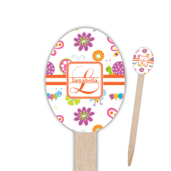 Custom Leopard Print Oval Wooden Food Picks (Personalized)