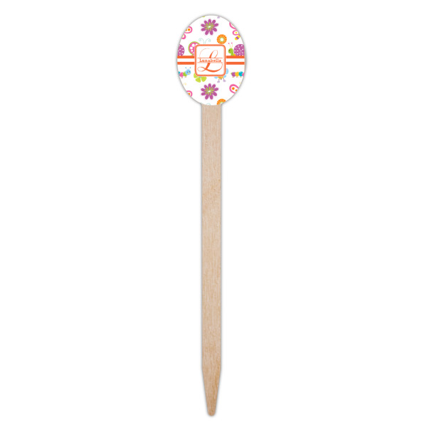Custom Design - Wooden Food Pick - Oval - Single Pick