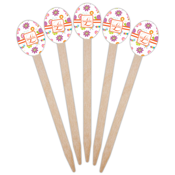 Custom Design - Wooden Food Pick - Oval - Fan View