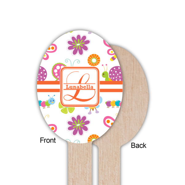 Custom Design - Wooden Food Pick - Oval - Single Sided - Front & Back