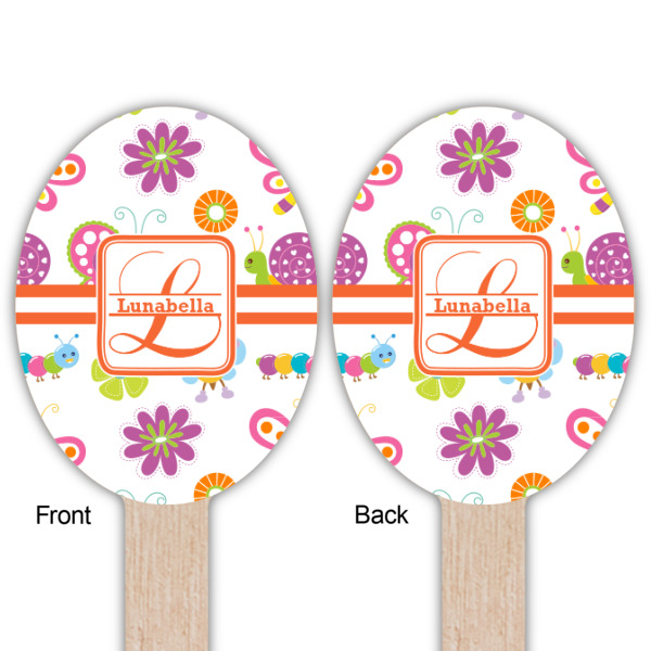 Custom Design - Wooden Food Pick - Oval - Double Sided - Front & Back