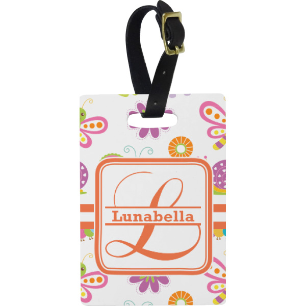 Custom Leopard Print Plastic Luggage Tag - Rectangular w/ Name and Initial
