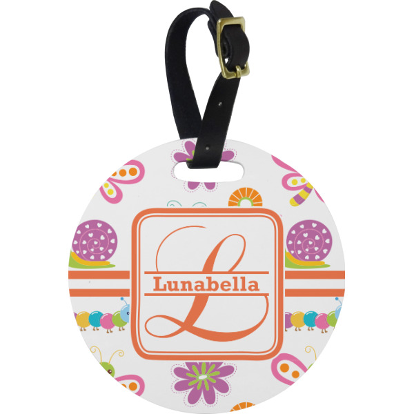 Custom Leopard Print Plastic Luggage Tag - Round (Personalized)
