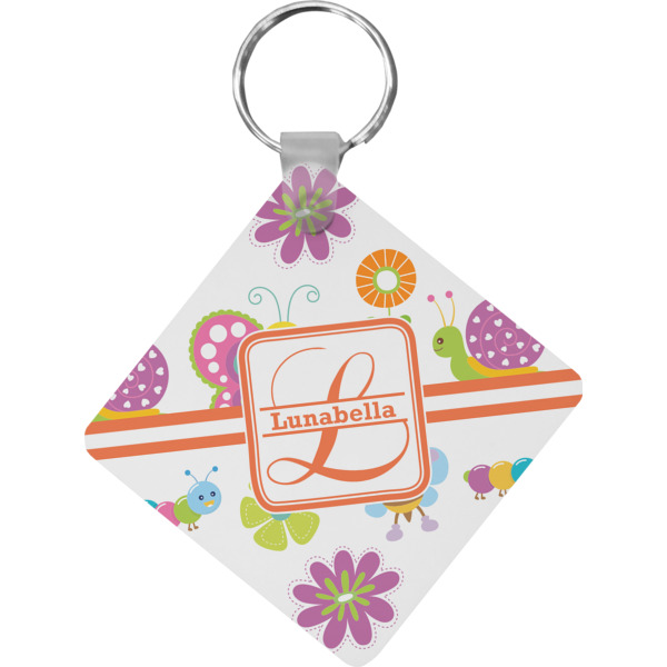 Custom Leopard Print Diamond Plastic Keychain w/ Name and Initial