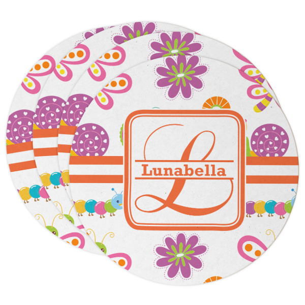 Custom Leopard Print Round Paper Coasters w/ Name and Initial