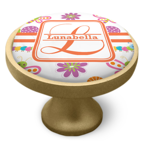 Custom Design - Cabinet Knob - Gold - Side