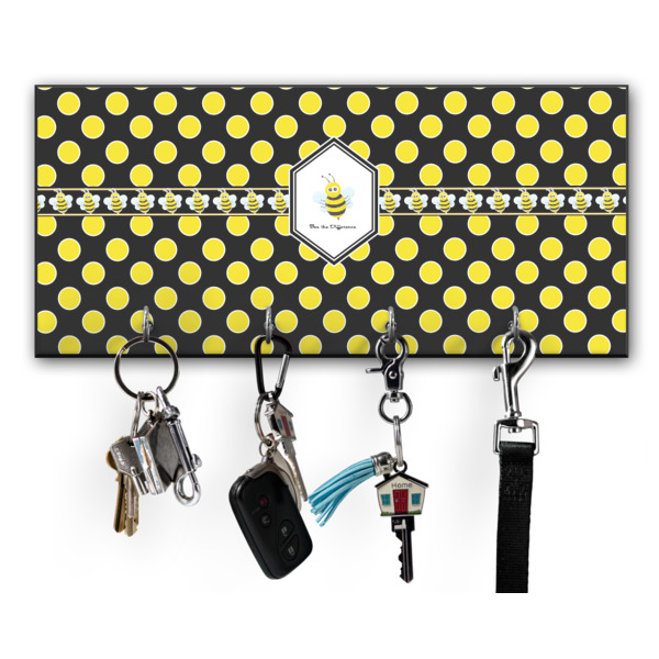 Custom Honeycomb Key Hanger w/ 4 Hooks w/ Graphics and Text
