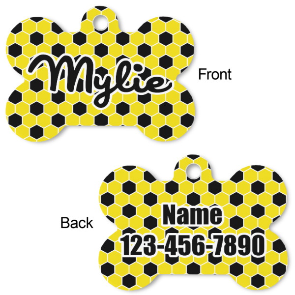 Custom Design - Bone Shaped Dog ID Tag - Small - Front & Back View