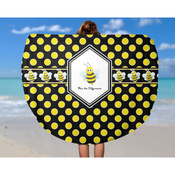 Custom Design - Round Beach Towel - In Use