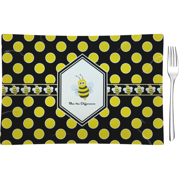 Custom Honeycomb Rectangular Glass Appetizer / Dessert Plate - Single or Set (Personalized)