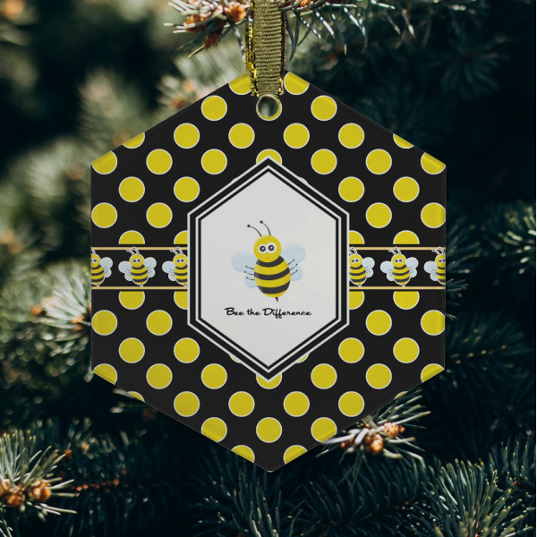 Custom Design - Frosted Glass Ornament - Hexagon (Lifestyle)