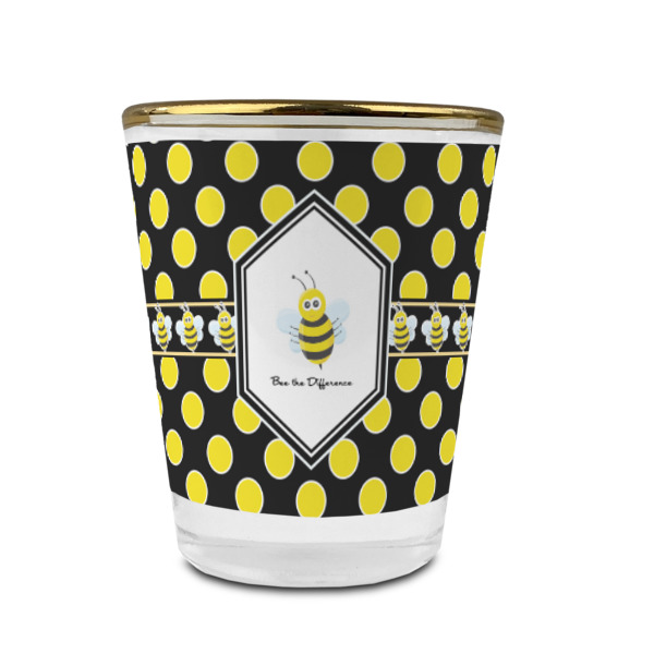 Custom Design - Glass Shot Glass - Gold Rim - Front