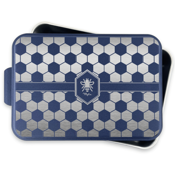 Custom Design - Aluminum Baking Pan - Navy Lid - FRONT w/lid off