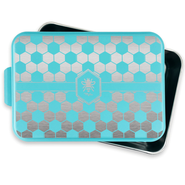 Custom Design - Aluminum Baking Pan - Teal Lid - FRONT w/ lid off