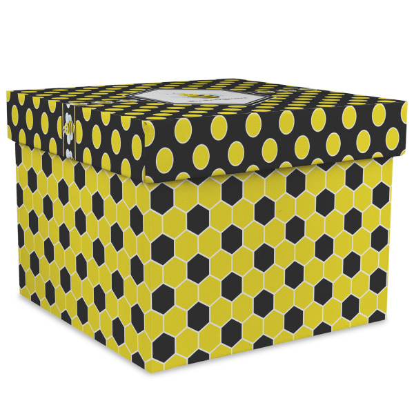 Custom Honeycomb Gift Box with Lid - Canvas Wrapped - XX-Large (Personalized)