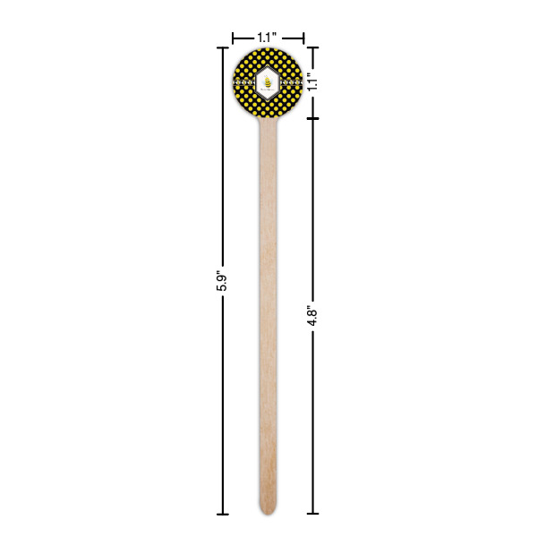 Custom Design - Wooden 6" Stir Stick - Round - Dimensions