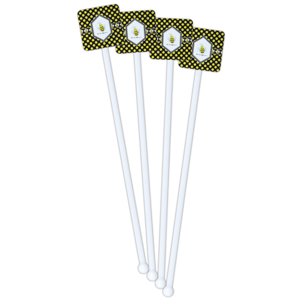 Custom Design - White Plastic Stir Stick - Double Sided - Square - Fan