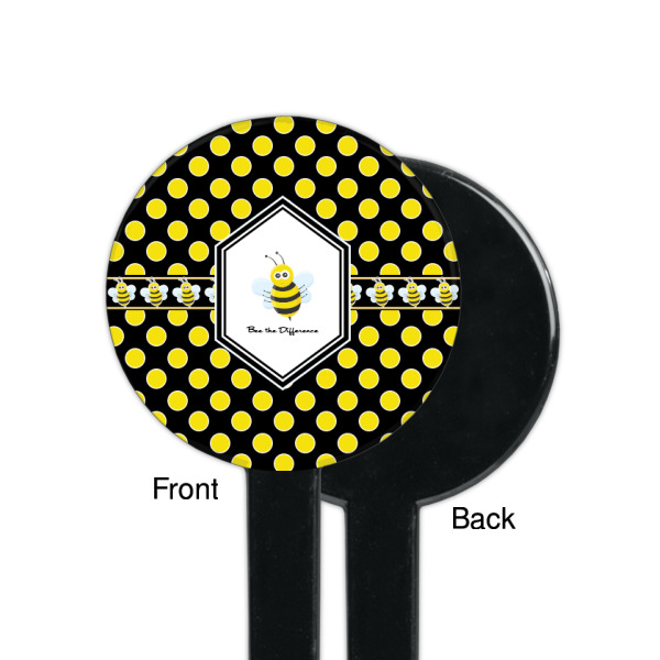 Custom Design - Black Plastic 7" Stir Stick - Single Sided - Round - Front & Back