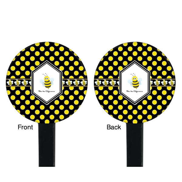 Custom Design - Black Plastic 7" Stir Stick - Double Sided - Round - Front & Back