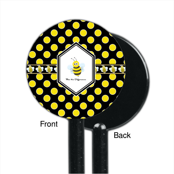 Custom Design - Black Plastic 5.5" Stir Stick - Single Sided - Round - Front & Back