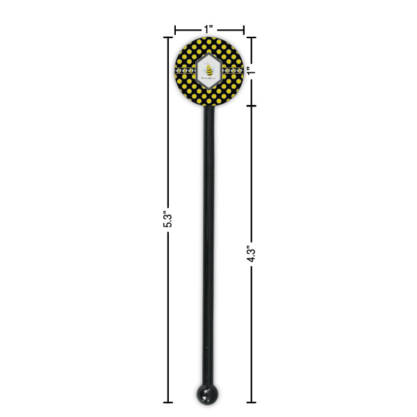 Custom Design - Black Plastic 5.5" Stir Stick - Round - Dimensions