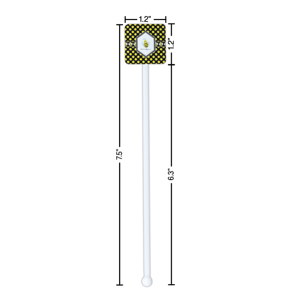 Custom Design - White Plastic Stir Stick - Square - Dimensions
