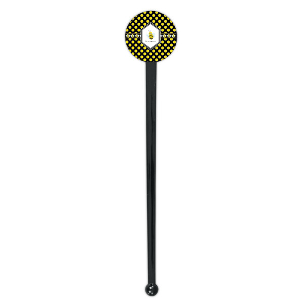 Custom Design - Black Plastic 7" Stir Stick - Round - Single Stick