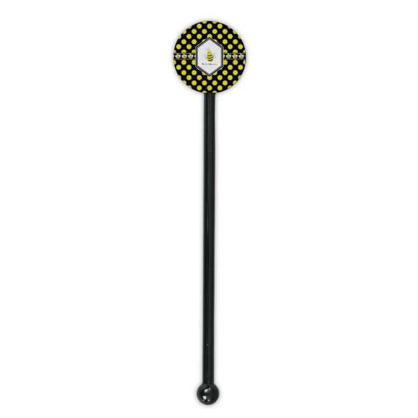 Custom Design - Black Plastic 5.5" Stir Stick - Round - Single Stick