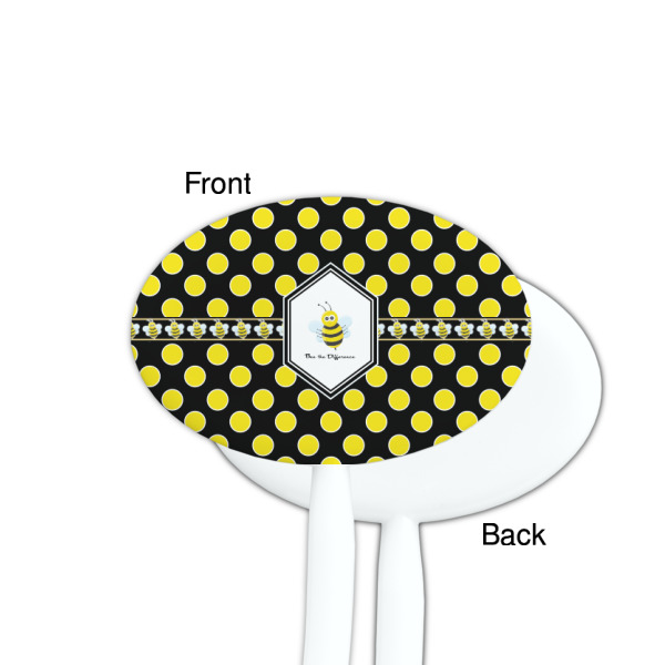 Custom Design - White Plastic 7" Stir Stick - Single Sided - Oval - Front & Back