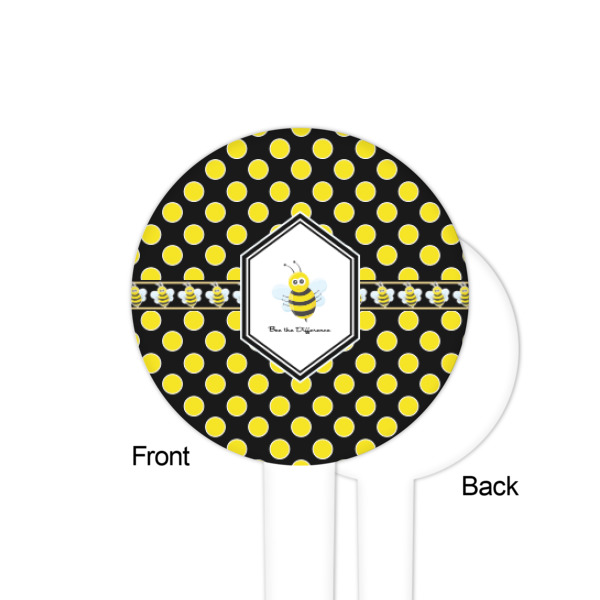 Custom Design - White Plastic 4" Food Pick - Round - Single Sided - Front & Back