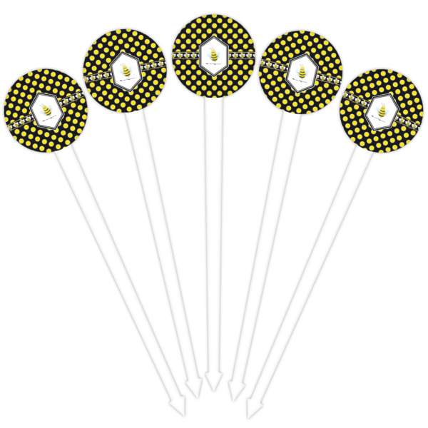 Custom Design - White Plastic 4" Food Pick - Round - Fan View