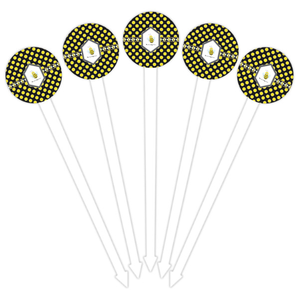 Custom Design - White Plastic 6" Food Pick - Round - Fan View