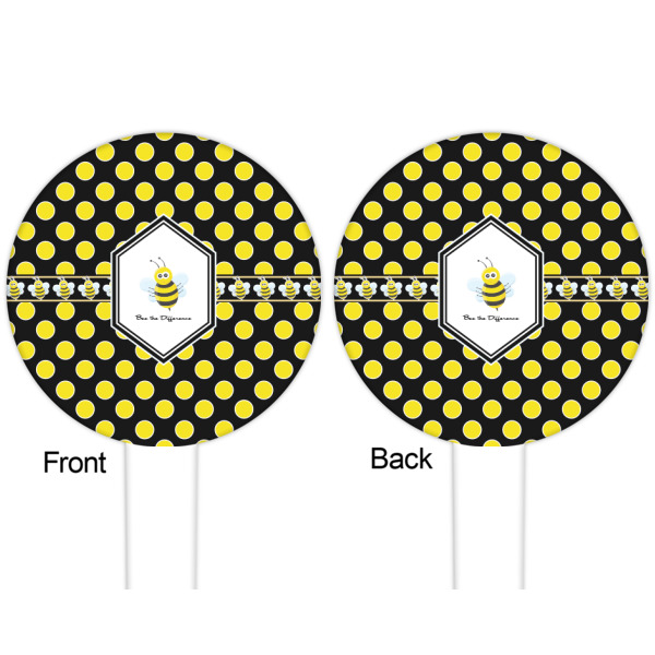 Custom Design - White Plastic 6" Food Pick - Round - Double Sided - Front & Back