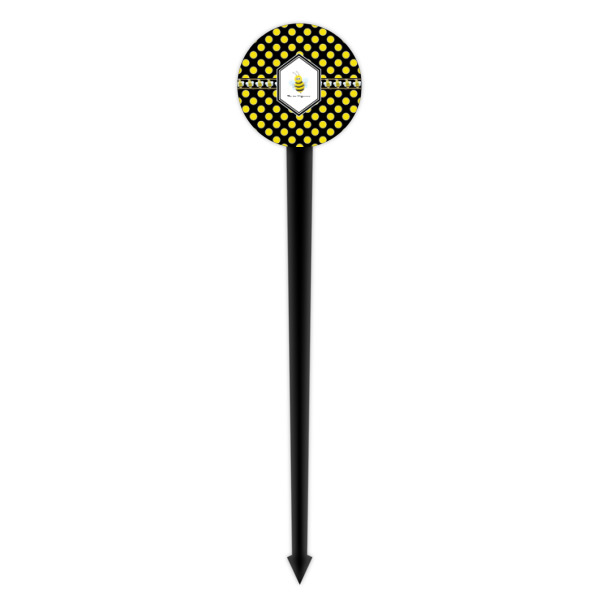 Custom Design - Black Plastic 4" Food Pick - Round - Single Pick