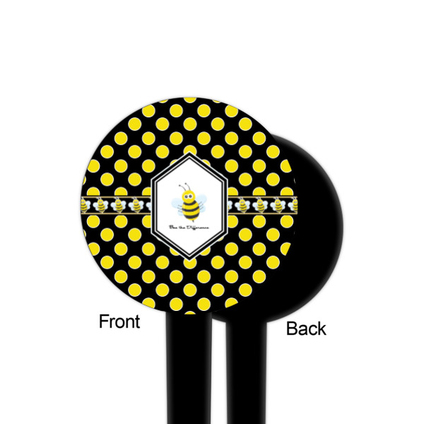 Custom Design - Black Plastic 4" Food Pick - Round - Single Sided - Front & Back