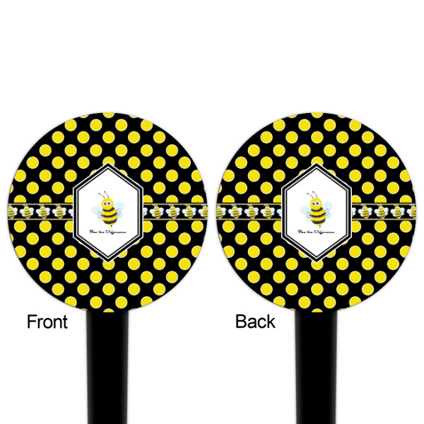 Custom Design - Black Plastic 4" Food Pick - Round - Double Sided - Front & Back