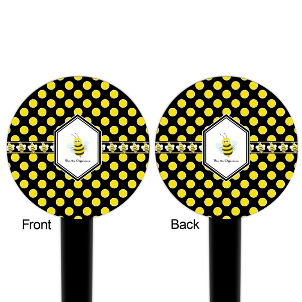 Custom Design - Black Plastic 6" Food Pick - Round - Double Sided - Front & Back