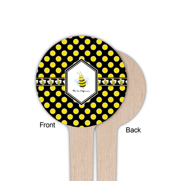 Custom Design - Wooden 4" Food Pick - Round - Single Sided - Front & Back