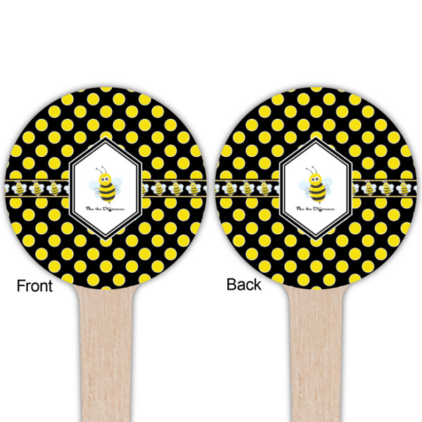 Custom Design - Wooden 4" Food Pick - Round - Double Sided - Front & Back