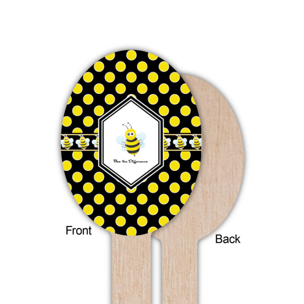Custom Design - Wooden Food Pick - Oval - Single Sided - Front & Back