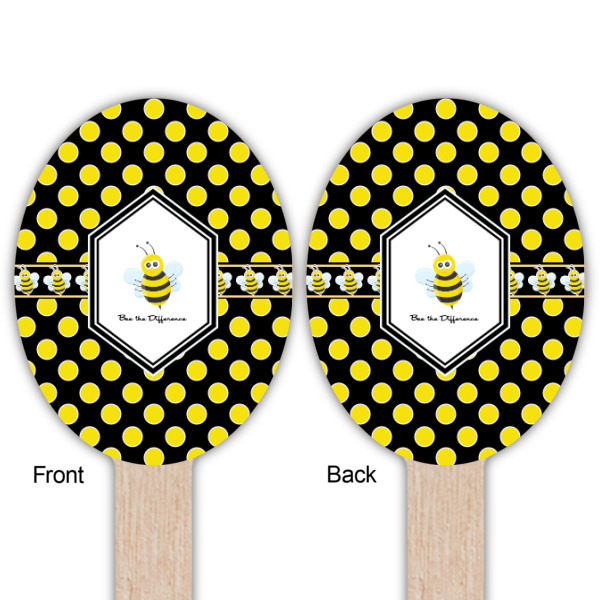 Custom Design - Wooden Food Pick - Oval - Double Sided - Front & Back
