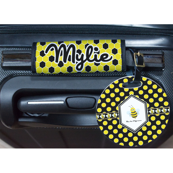 Custom Design - Round Luggage Tag & Handle Wrap - In Context