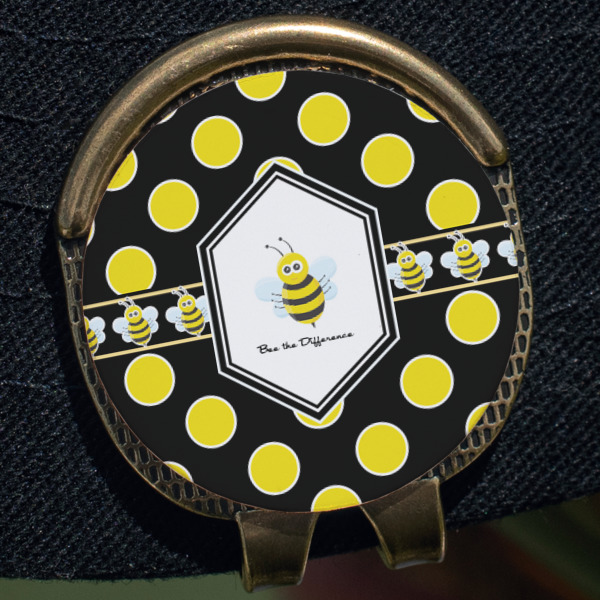 Custom Design - Golf Ball Marker Hat Clip - Gold - Close Up
