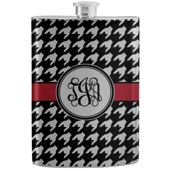 Custom Houndstooth Stainless Steel Flask (Personalized)