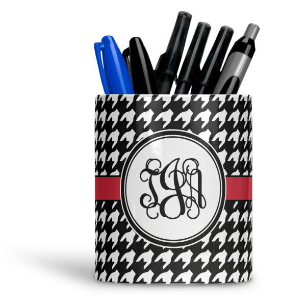 Custom Houndstooth Ceramic Pen Holder