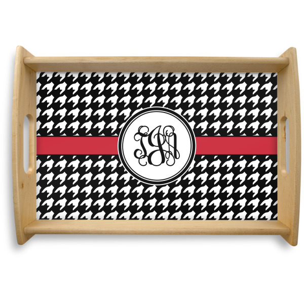 Custom Houndstooth Natural Wooden Tray - Small (Personalized)