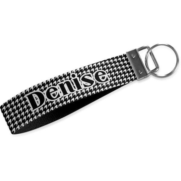 Custom Houndstooth Wristlet Webbing Keychain Fob (Personalized)