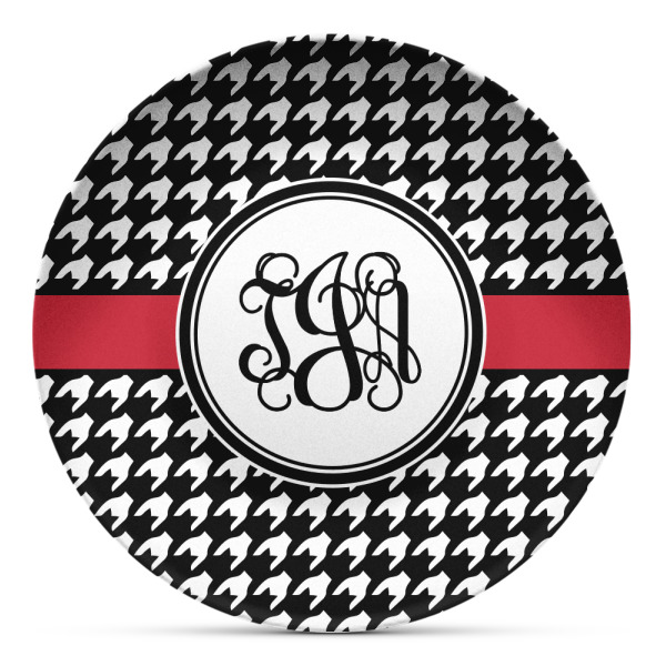 Custom Houndstooth Microwave Safe Plastic Plate - Composite Polymer (Personalized)